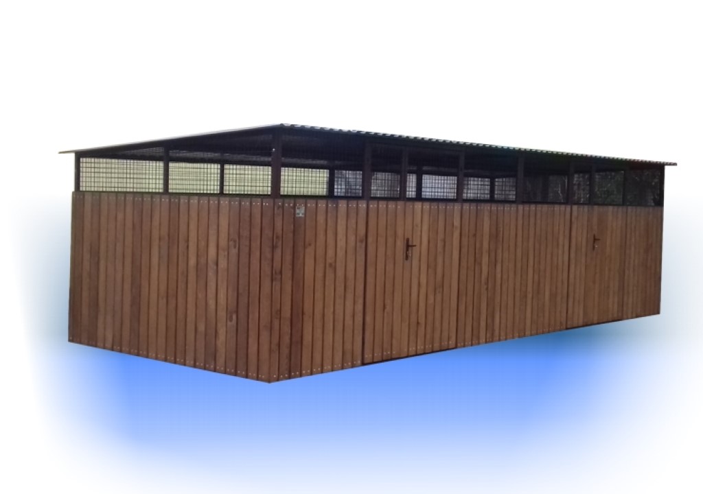 Wiata śmietnikowa 8,00 x 3,00 z poszyciem z desek